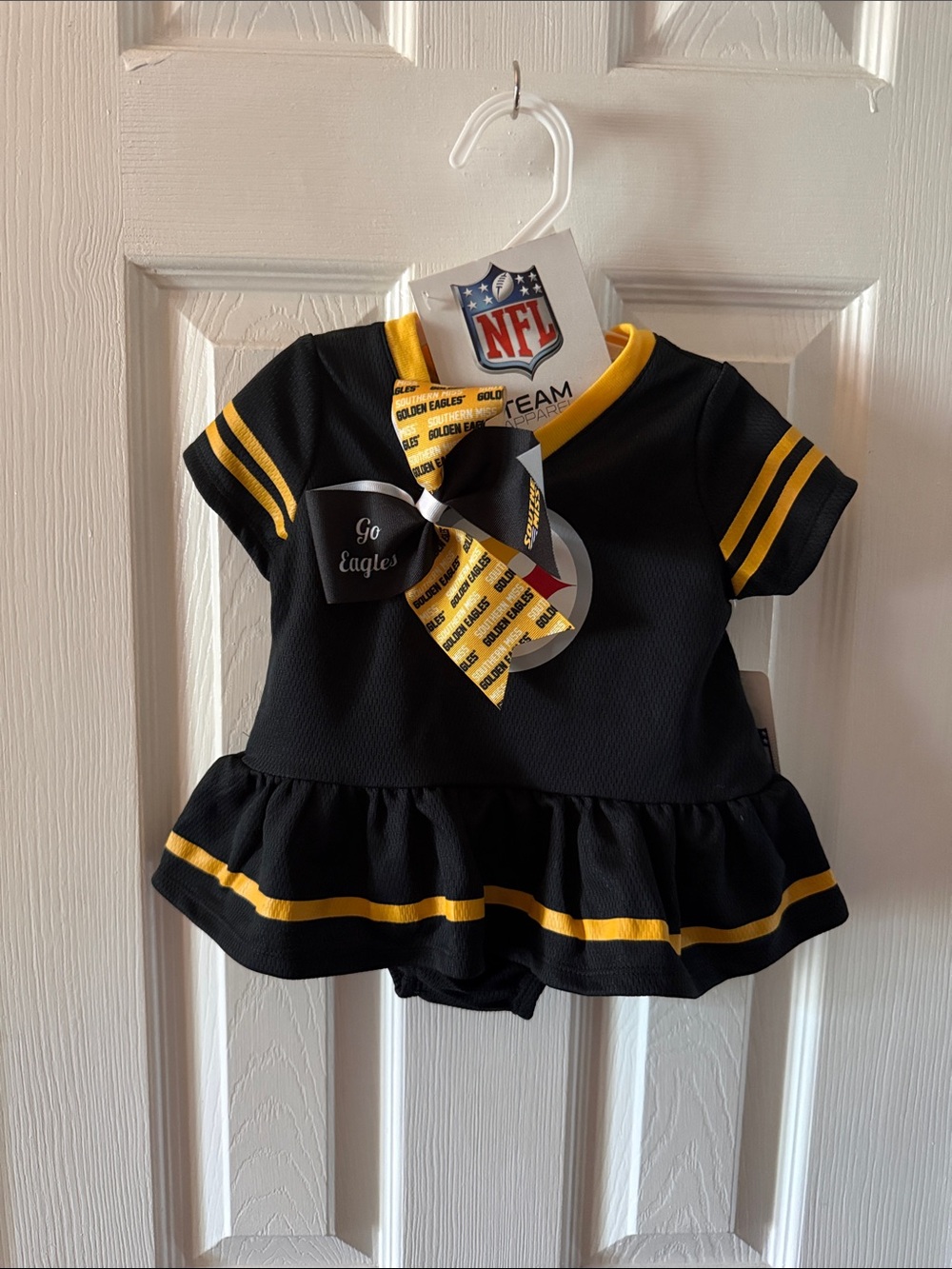 NFL Black and Gold Toddler Dress Top with Team Bow
